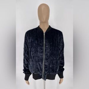 Philp Ayler Jacket Full Zip Velour Navy Blue Full Zip Men’s Size L